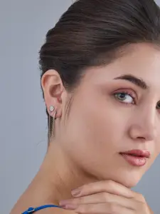 Kushal's Fashion Jewellery 92.5  Silver Rhodium-Plated Classic Drop Earrings