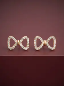 Kushal's Fashion Jewellery 92.5  Silver Rose Gold-Plated Stones Studded Studs