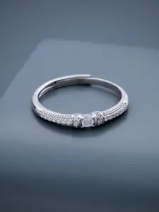 Kushal's Fashion Jewellery Rhodium-Plated Stone-Studded 92.5 Silver Adjustable Finger Ring