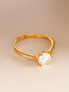 Kushal's Fashion Jewellery Gold-Plated Ethnic 92.5 Pure Silver Finger Ring