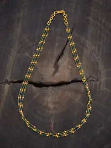 Kushal's Fashion Jewellery 92.5 Pure Silver Gold-Plated Artificial Stones Temple Necklace