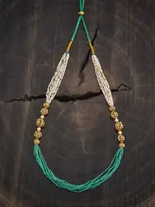 Kushal's Fashion Jewellery Embellished Bridal 92.5 Silver Gold-Plated Temple Necklace