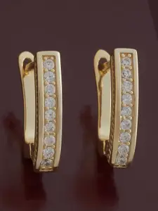 Kushal's Fashion Jewellery 92.5 Sterling Silver Gold Plated Zircon Spherical Hoop Earrings