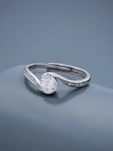 Kushal's Fashion Jewellery Kushal's Fashion Rhodium-Plated 92.5 Pure Silver Studded Adjustable Finger Ring