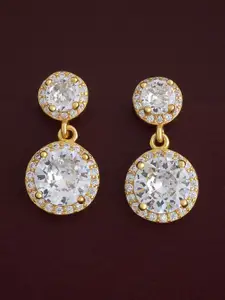 Kushal's Fashion Jewellery 92.5  Silver Gold-Plated CZ Circular Drop Earrings