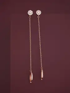 Kushal's Fashion Jewellery 92.5 Sterling Silver Rose Gold-Plated Zircon Hoop Earrings