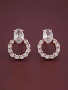 Kushal's Fashion Jewellery 92.5  Silver Rose Gold-Plated Classic Zircon Studs