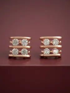 Kushal's Fashion Jewellery 92.5  Silver Rose Gold-Plated Classic Studs Earrings