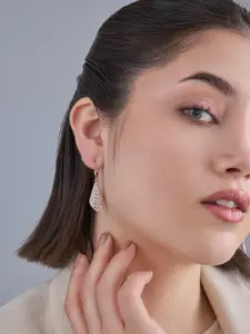 Kushal's Fashion Jewellery 92.5  Silver Rose Gold-Plated Classic Hoop Earrings