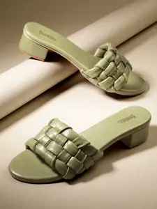 Roadster Basket Weave Pattern Block Heels