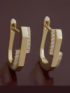 Kushal's Fashion Jewellery 92.5 Sterling Silver Gold Plated Zircon Spherical Hoop Earrings