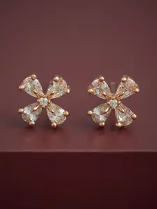 Kushal's Fashion Jewellery 92.5  Silver Rose Gold-Plated Classic Studs