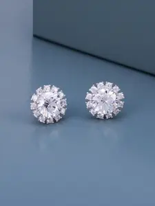 Kushal's Fashion Jewellery Silver Rhodium-Plated Zircon Classic Studs Earrings