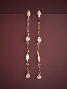 Kushal's Fashion Jewellery 92.5  Silver Rose Gold-Plated Zircon Drop Earrings