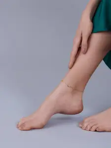 Kushal's Fashion Jewellery Sterling Silver Gold-Plated Artificial Stones Anklet