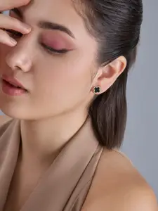 Kushal's Fashion Jewellery Gold-Plated 92.5  Silver Zircon Stone Studded Studs