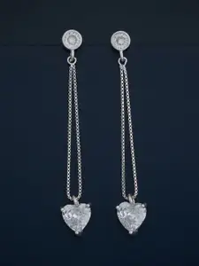 Kushal's Fashion Jewellery 92.5  Silver Rhodium-Plated CZ Classic Drop Earrings
