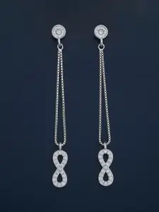 Kushal's Fashion Jewellery 92.5 Silver Rhodium-Plated Classic Zircon Drop Earrings
