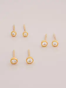 Kushal's Fashion Jewellery 92.5 Sterling Silver Rose Gold Plated Geometric Studs Earrings