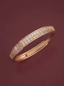 Kushal's Fashion Jewellery Sterling Silver Rose Gold-Plated Cubic Zirconia Ring
