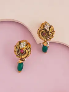 Kushal's Fashion Jewellery Gold-Plated 92.5 Pure Silver Studded & Beaded Temple Studs