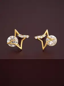 Kushal's Fashion Jewellery 92.5 Sterling Silver Gold-Plated CZ Party Studs Earrings