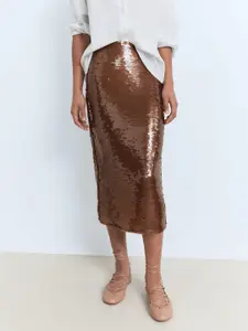 MANGO Sequined Midi Skirt