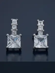 Kushal's Fashion Jewellery 92.5  Silver Rhodium-Plated Classic Studs