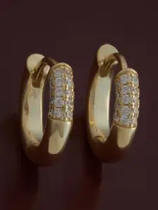 Kushal's Fashion Jewellery 92.5 Sterling Silver Gold-Plated Zircon Circular Hoop Earrings