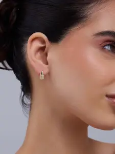 Kushal's Fashion Jewellery 92.5 Sterling Silver Gold Plated Zircon Spherical Hoop Earrings