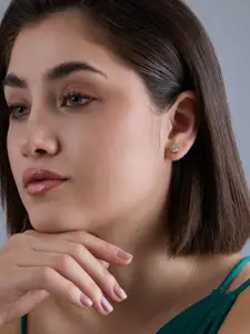 Kushal's Fashion Jewellery 92.5  Silver Gold-Plated Party Studs Earrings