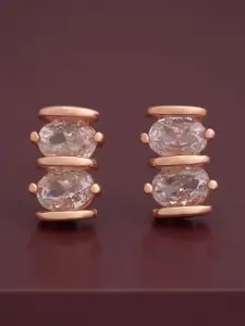 Kushal's Fashion Jewellery 92.5  Silver Rose Gold-Plated Classic Zircon Studs
