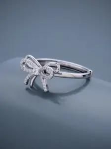 Kushal's Fashion Jewellery 92.5 Pure Silver Rhodium-Plated Stone Studded Finger Ring