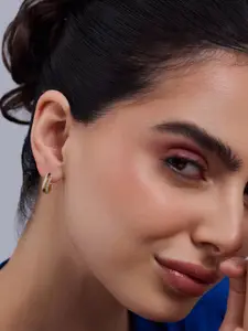 Kushal's Fashion Jewellery 92.5 Sterling Silver Gold Plated Zircon Spherical Hoop Earrings