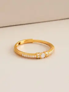 Kushal's Fashion Jewellery Gold-Plated 92.5 Pure Silver Finger Ring