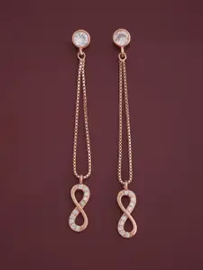 Kushal's Fashion Jewellery 92.5  Silver Rose Gold-Plated CZ Classic Drop Earrings