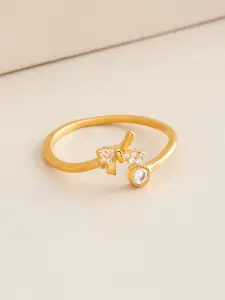 Kushal's Fashion Jewellery Gold-Plated 92.5 Pure Silver Finger Ring
