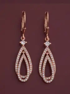 Kushal's Fashion Jewellery 92.5  Silve Rose Gold-Plated Zircon Hoop Earrings