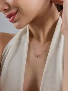 Kushal's Fashion Jewellery  92.5  Silver Rose Gold-Plated Stone-Studded Necklace