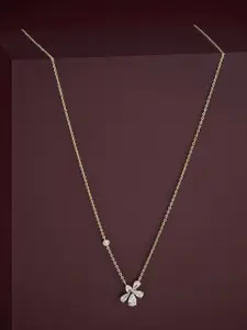 Kushal's Fashion Jewellery  92.5 Silver Gold Plated Cubic Zircon Studded Pendant Chain