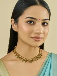 Kushal's Fashion Jewellery Embellished Bridal 92.5 Artificial Stones Studded Necklace