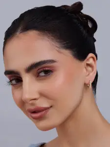 Kushal's Fashion Jewellery 92.5 Sterling Silver Gold-Plated Zircon Spherical Hoop Earrings