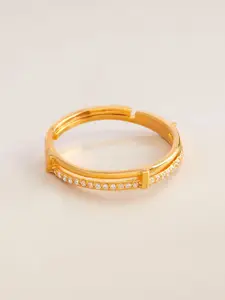 Kushal's Fashion Jewellery Gold-Plated Stone-Studded 92.5 Silver Adjustable Finger Ring