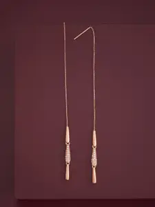 Kushal's Fashion Jewellery 92.5  Silver Rose Gold-Plated Zircon Drop Earrings