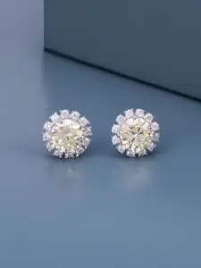 Kushal's Fashion Jewellery Silver Rhodium-Plated Zircon Classic Studs Earrings