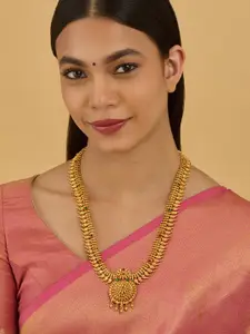 Kushal's Fashion Jewellery 92.5 Pure Silver Gold-Plated Stone Studded & Beaded Necklace