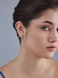 Kushal's Fashion Jewellery 92.5  Silver Rhodium-Plated Classic Hoop Earrings