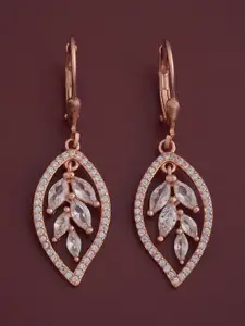 Kushal's Fashion Jewellery 92.5  Silver Rose Gold-Plated Zircon Hoop Earrings