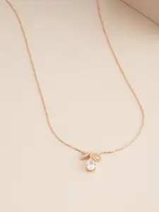 Kushal's Fashion Jewellery Women White Rose Gold-Plated 92.5 Sterling Silver Necklace