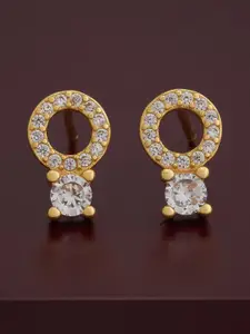 Kushal's Fashion Jewellery 92.5  Silver Gold-Plated CZ Studded Studs Earrings